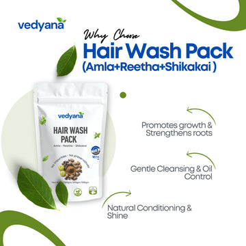 Vedyana Hair Wash Pack | Amla Reetha Shikakai Powder Combo