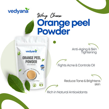 Vedyana Orange Peel Powder (Citrus sinensis) | Orange Zest | Natural Powder