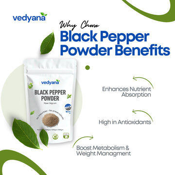 Vedyana Black Pepper Powder (Piper nigrum) | Kali Mirch Powder